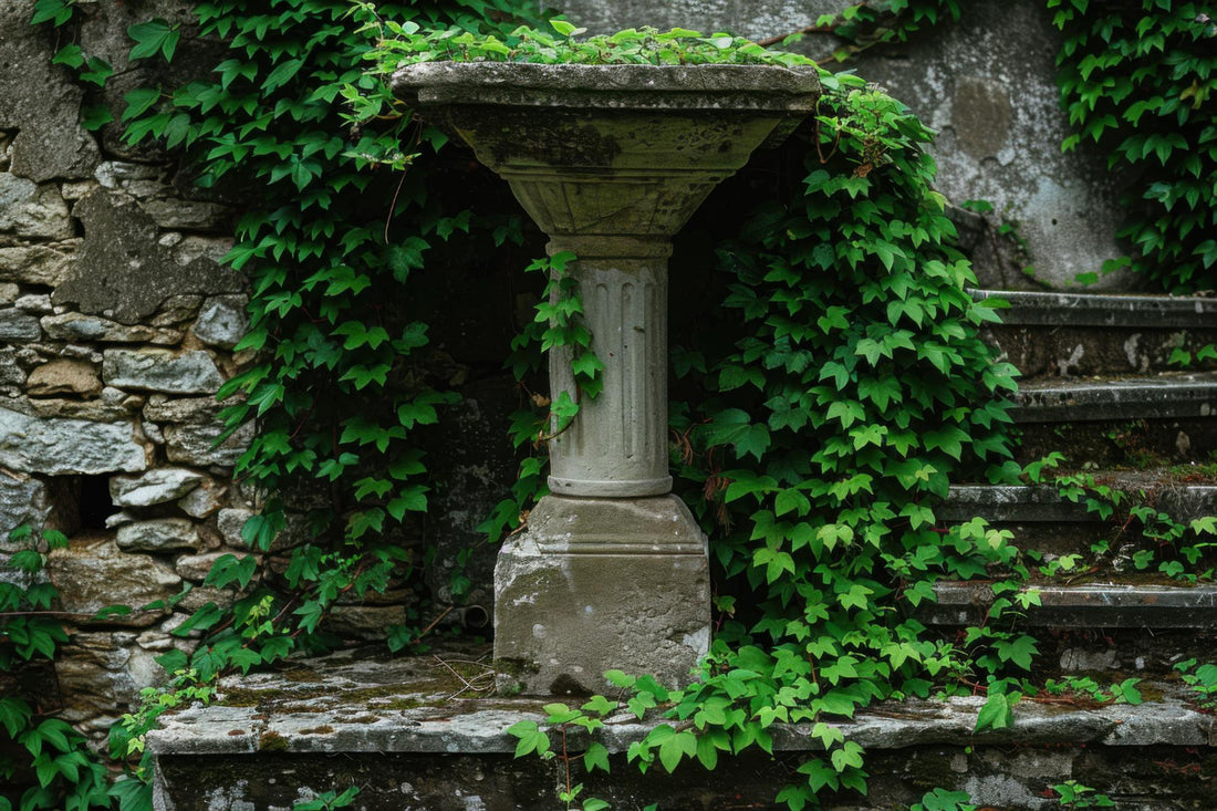 Ivy now hung where the birds used to bath...
